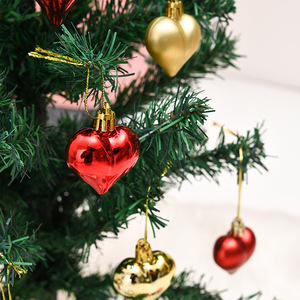 Valentine's Day Gift Eco-Friendly <b>Mini</b> Heart-shaped Plastic PET/PS Pendant 4.5cm Electroplated Ornament <b>Christmas</b> <b>Tree</b> - Product Image 4