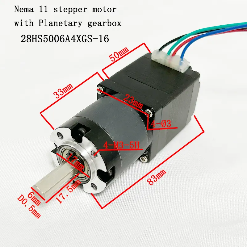 섬터 비율 16 28HS5006A4-XGS16 네마 11 스테퍼 모터 12v 마이크로 스테퍼 모터 기어 박스 포함