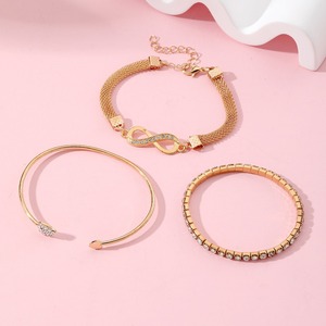 Hợp Kim 3-Mảnh Cho Thời Trang Bangles Kim Cương Pha Lê Đào Trái Tim Mở Quyến Rũ <span class=keywords><strong>Bangle</strong></span> Vòng Đeo Tay Thiết Lập Vòng Đeo Tay Trái Tim Cho Phụ Nữ Đồ Trang Sức - Product Image 3