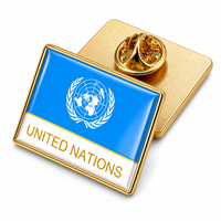 Épinglette personnalisée drapeau des Nations Unies plaqué or, badge en émail bombé, drapeaux du monde entier, objet de collection artistique, OEM ODM