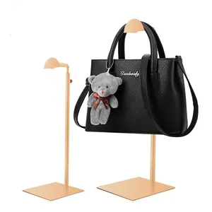 stainless steel adjustable height gold handbag display stands bag display rack stands