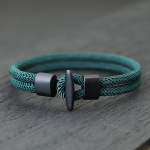 Braccialetto Minimalista Milanese Fatto a Mano a Doppio Strato in Corda, Regolabile con Chiusura Facile, Bracciali in Corda di Nylon Intrecciata per <span class=keywords><strong>Uomo</strong></span>, Idea Regalo - Product Image 1