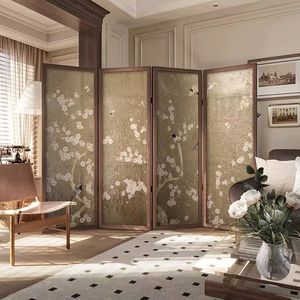 Biombo Plegable de Madera Maciza con Diseño Floral Impreso para Sala de Estar, Dormitorio, Salón de Té, Hotel, Decoración del Hogar - Product Image 3