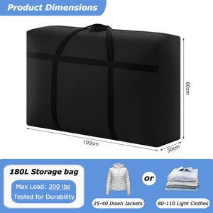 Custom Logo Sturdy 180L Extra Large Waterproof 600D Oxford Underbed <b>Box</b> Packing <b>Moving</b> Bags for Bedding Duvets Clothes - Product Image 2