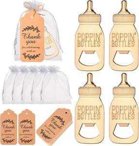 Apribottiglie a Forma di Biberon per Baby Shower, Adorabile Apribottiglie con Etichette di Ringraziamento e Sacchetti in Organza per Bomboniere - Product Image 1