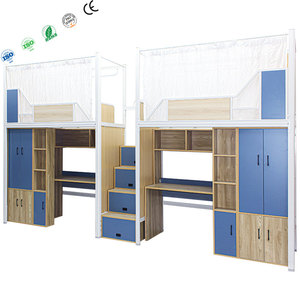 Trường nhà khách sạn cầu thang lưu trữ giá cô gái nghiên cứu bảng bàn thanh thiếu niên sắt thép kim loại trẻ em kim loại trẻ em bunk giường với bàn - Product Image 1