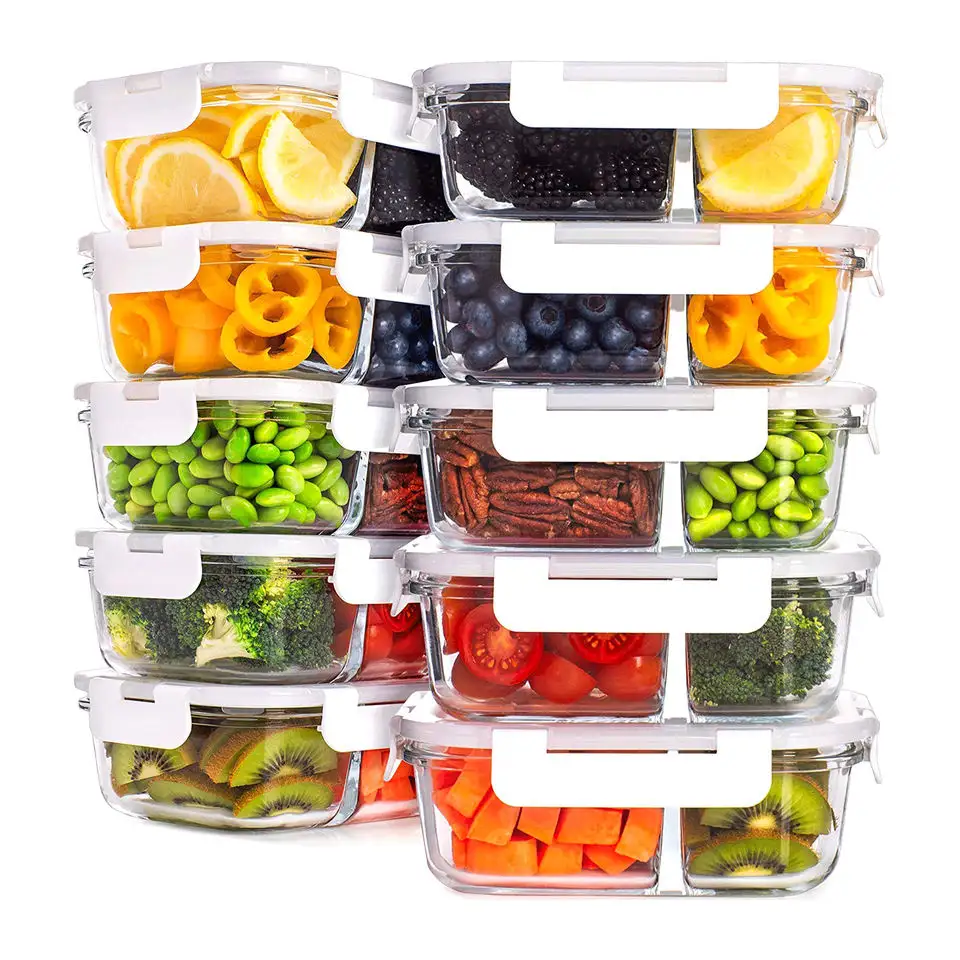Glass Food Storage Container Meal Prep Storage Container with Lock Lid