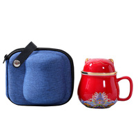 Tasse à thé portable en céramique Guochaofeng avec couvercle, filtre intégré, idéale pour le bureau et la maison, cadeau parfait pour la séparation du thé.