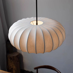 Lustre en soie blanche imitation soie, source de lumière LED, décoration d'intérieur, lampe de plafond de style Zen pour salon, bureau, chambre à coucher - Product Image 1
