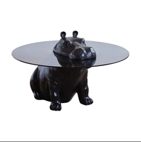 Hippo rétro-créatif moderne table basse en verre trempé table centrale de concepteur pour la maison ou l'hôtel bar meubles en métal