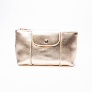 Bolsa de maquillaje de moda de fábrica ISO BSCI, bolsa de cosméticos de cuero de Metal brillante para conveniencia de cosméticos - Product Image 1