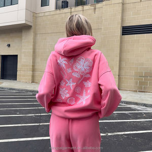 Sudadera con Capucha Bordada Rosa para <span class=keywords><strong>Mujer</strong></span>, Diseño Casual, Sudadera Oversize Personalizada con Bordado - Product Image 4