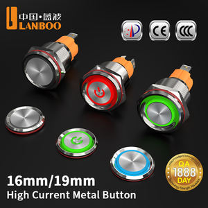 Saklar Tombol Tekan Logam LANBOO-LB16B dengan Konektor, Arus Tinggi 10A, Aplikasi Industri/Medis/Kelautan, Latching/Momentary - Product Image 2