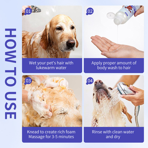 Shampoo démêlant hypoallergénique pour animaux de compagnie, nettoyant de bain désodorisant <span class=keywords><strong>anti</strong></span>-démangeaisons à nettoyage en profondeur pour chiens et chats, OEM personnalisé - Product Image 5