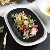 Plats et assiettes de poisson en céramique mate personnalisés nordiques pour Restaurant vaisselle hôtel pierre motif dîner servant poterie ovale Platon