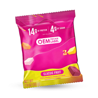 OEM Private Label 12 zakjes klassieke kauwgommetjes met fruit, weinig suiker en eiwit, met wei-eiogelatine en maïs