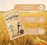 Fil dentaire en son de blé de haute qualité, bâtonnets interdentaires biodégradables, nettoyant pour dents multi-saveurs pour soins bucco-dentaires quotidiens