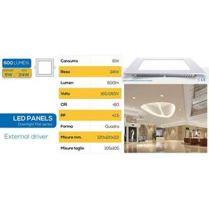 SMD <b>Square</b> Recessed <b>LED</b> Panel 6W Cold <b>Light</b> <b>Ceiling</b> Fixture - Product Image 2