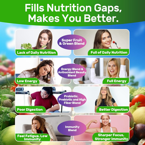 Cápsulas de Superalimentos Verdes Orgánicos Veganos Naturales de Fábrica GMP, 32 Superalimentos, Antioxidantes, Probióticos, Ricos en <span class=keywords><strong>Vitaminas</strong></span> y Minerales, Energía, Intestino - Product Image 5