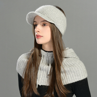 Jxwatcher Ensemble 2 pièces : Balaclava en cachemire doux tricoté avec cordon de serrage et Casquette de baseball personnalisée motif crâne pour femme, idéal pour l'hiver
