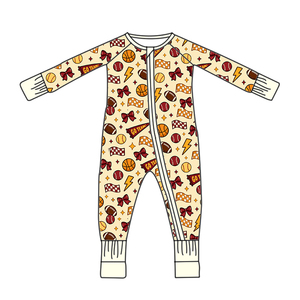 Kinderen 230 GSM voetbalprint bamboe jumpsuit baby pyjama's pasgeboren jongens en meisjes slaappakken peuter rompers dubbele rits romper - Product Image 1