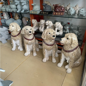 手彫り卸売屋外庭の装飾品庭のドア天然花崗岩石動物の彫刻装飾かわいい犬の彫像 - Product Image 5