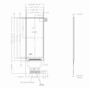 3.5 英寸 340x800 条形液晶显示屏 40 针 SPI+RGB 接口 3.51 英寸 IPS 液晶屏 ST7701 驱动芯片 300 尼特 TFT 模块 - Product Image 6