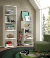 Bibliothèque moderne à 3 niveaux en bois avec étagères réglables, armoire de rangement blanche sur pied pour bureau à domicile, salon, appartement, atelier