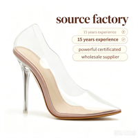 Transparente PVC Rückenfreie Stiletto-Absätze Spitze Zehenpartie Klare High Heel Mules Damen Mode Party Pumps Unterstützt OEM ODM