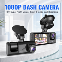 Caméra embarquée WiFi pour voiture 1080P, grand angle 130 degrés, 3 caméras (avant, intérieur, arrière), vision nocturne, capteur G, enregistrement en boucle, DVR pour voiture