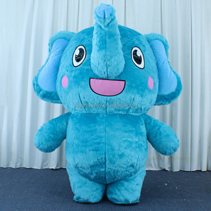 Costume de mascotte de couleur rose et bleue pour bébé intelligent éléphant gonflé vêtements 2/2.6m Costume de mascotte de dessin animé robes d'éléphant - Product Image 1