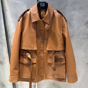 Натуральная овечья кожа куртки однобортная кожаная куртка женская роскошная кожаная куртка - Product Image 2