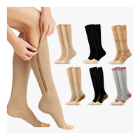 Vente en gros Bas élastiques pour varices Chaussettes zippées haute compression au genou en cuivre