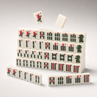 Set Mahjong Amerika Warna Ivory 166 Ubin Akrilik dengan Joker, Set Permainan Mahjong Ukiran Kustom Grosir OEM ODM