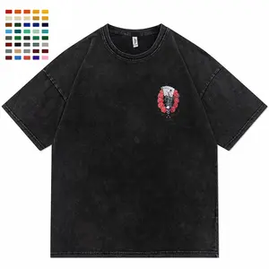 Custom Dtg Imprimir Logo 100% Algodón 300 gsm Vintage Camiseta Oversized Streetwear Acid Wash Camiseta