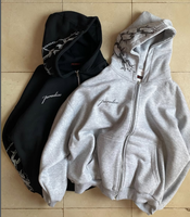 Sweat à capuche streetwear personnalisé, effet délavé soleil, patch DTG, délavé à l'acide, 100% coton, sweat à capuche oversize pour homme, sweat à capuche zippé en molleton bouclette