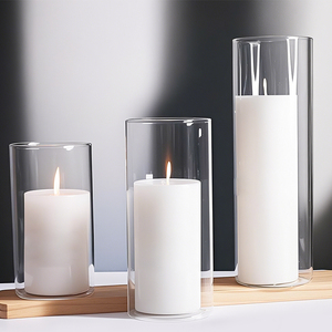 Candele a Colonna Bianche con Vasi a Cilindro in <span class=keywords><strong>Vetro</strong></span> Trasparente <span class=keywords><strong>Portacandele</strong></span> a Uragano per Centrotavola e Decorazioni Nuziali - Product Image 6