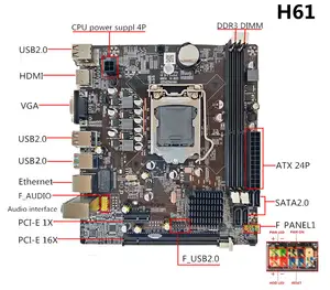 Комплект материнской платы H61 LGA 1155 с процессором i7 3770 и 2 шт. 4 ГБ DDR3 поддержка памяти Ядро i3 i5 i7 комплект материнской платы для компьютера