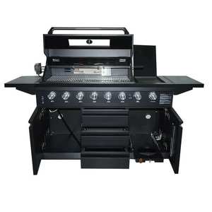Parrilla de Gas Modular de Acero Inoxidable de 8 Quemadores con Carrito, Cocina Exterior Moderna, Isla de Barbacoa - Product Image 2