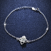 Bracelet en argent S925 en gros d'usine, bracelet en diamant moissanite, bracelet minimaliste en trèfle moissanite pour femmes