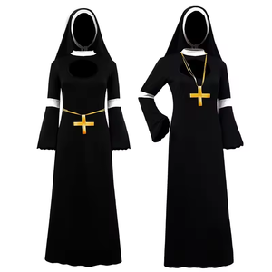Nouvel arrivage Costume missionnaire d'Halloween pour femmes adultes Prêtre religieux Robes longues Nonne Sœur Habit Déguisement - Product Image 2
