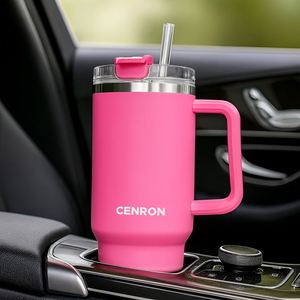 40oz Stainless Steel Tumbler With Handle And Straw Vacuum Insulated Travel <b>Mug</b> Minimalist Design White <b>Box</b> Packaging - Product Image 3