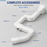 RETEKOOL Conduit de ventilation commercial en plastique pour climatiseur, écologique, durable, épaisseur 2,0 mm, installation facile, montage mural