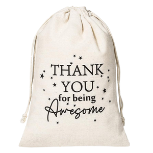 Small 100% Organic Cotton Canvas <b>Drawstring</b> <b>Bag</b> Eco-Friendly <b>Waterproof</b> Recycled Fabric Letter Sustainable Shopping Packaging - Product Image 1
