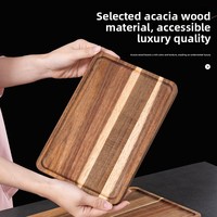 Acacia houten rechthoekige massieve dienblad - modern minimalistisch design, afkomstig uit China, voor thee, fruit & gebak, opbergbak, houten servies, met logo.