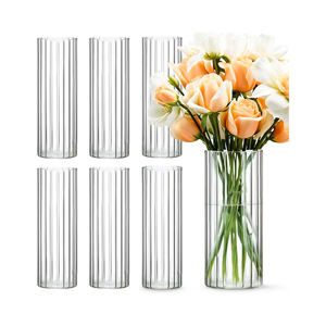 Vase de table moderne en verre transparent fait main, multi-tailles, pour ornements de bureau et décoration d'anniversaire - Product Image 1