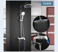 Ensemble de robinet de douche mitigeur en laiton thermostatique chromé baignoire à effet pluie système de pommeau de douche à main robinets de bain et de douche