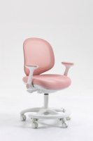 Chaise de travail pour enfant en maille rose, chaise pivotante ergonomique réglable en hauteur pour enfants avec roulettes silencieuses antidérapantes