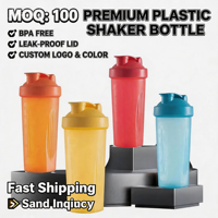 Bouteille en plastique anti-fuite de 600 ml pour protéines en poudre, smoothies, usage extérieur et fitness, avec graduations de mesure ; impression de logo
