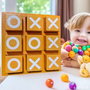 เกม Tic Tac Toe ไม้มาใหม่เกมกระดานเพื่อการศึกษาสำหรับแก้ปริศนาฝึกสมอง - Product Image 1